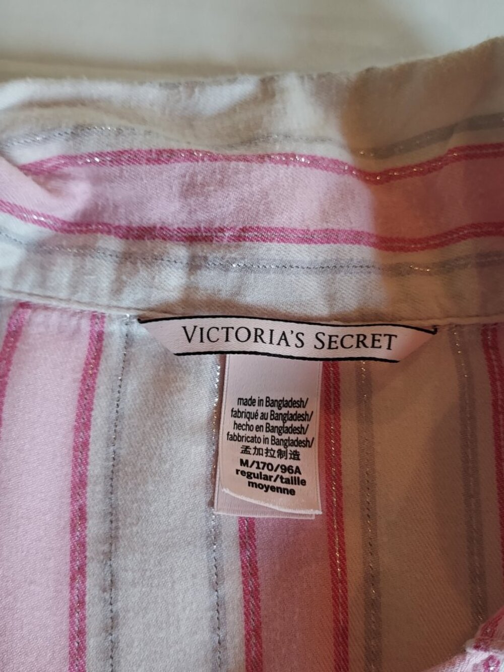 Victoria Secret Pink & White Striped Pajama Set Size Med - Picture 6 of 10